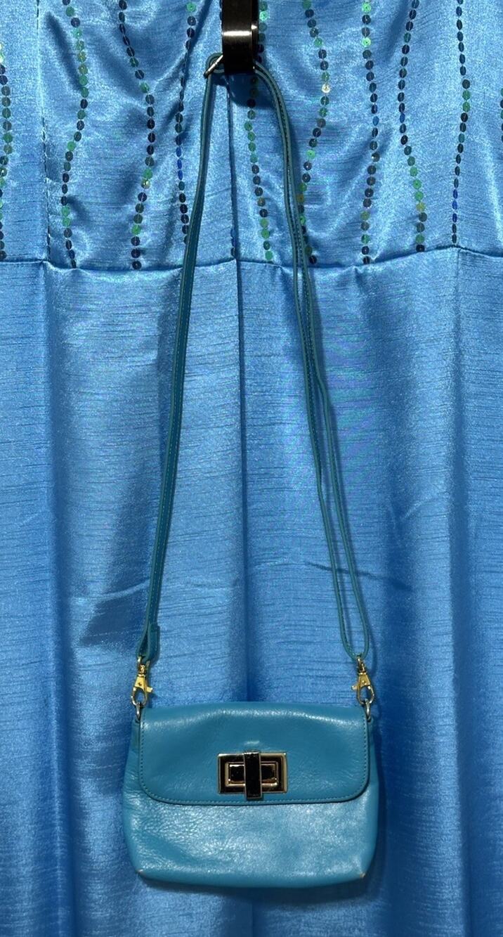 Rowallan of Scotland Turquoise Small Crossbody Bag Leather Handbag Purse Turnloc